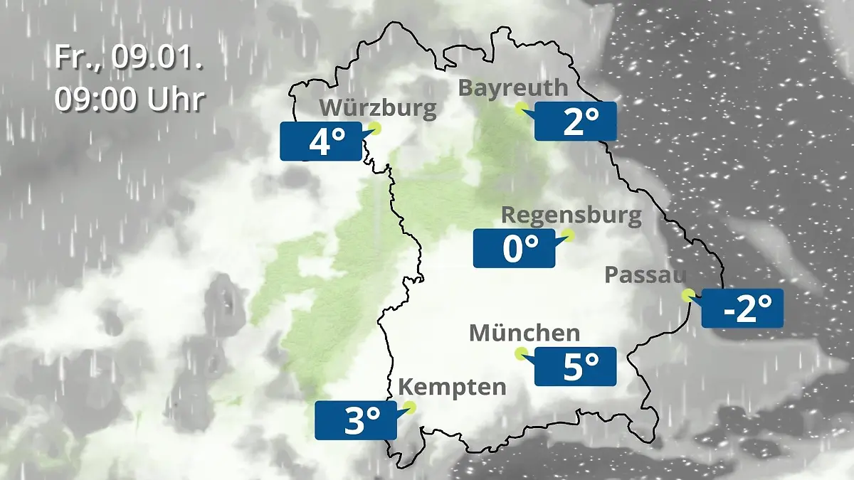 Bayern: Wie wird das Wetter? Regen- und Wolkenfilm für München, Regensburg und Würzburg