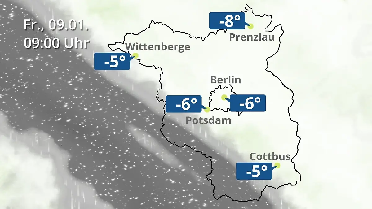 Berlin und Brandenburg: Wie wird das Wetter? Regen- und Wolkenfilm für Potsdam, Cottbus und Wittenberge
