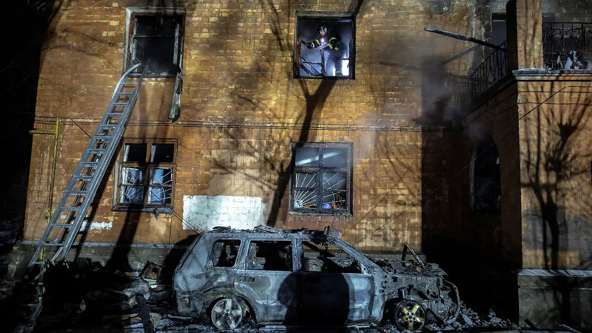 Aftermath of a Russian drone and missile attack in Kyiv