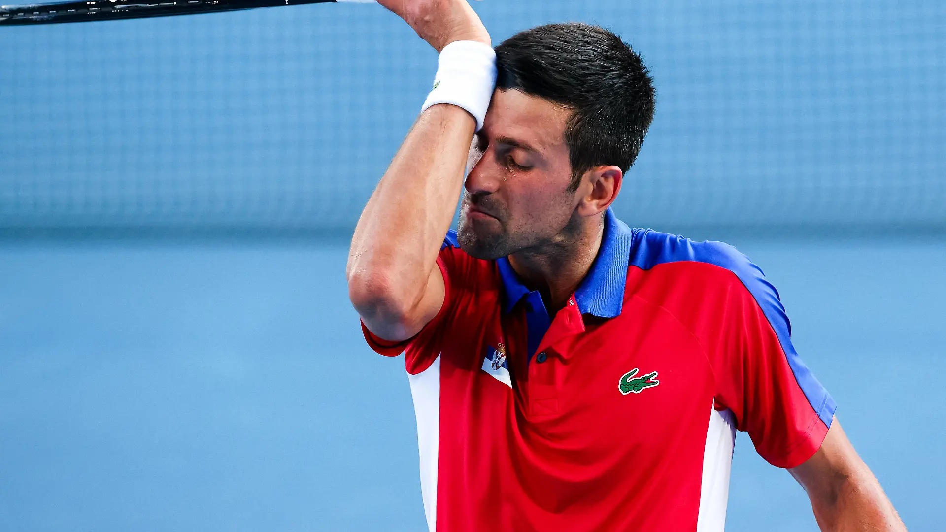 TOKYO, JAPAN - JULY 28: Novak Djokovic during the Men s Tennis Round 3 match between Novak Djokovic of Serbia and Alejandro Davidovich Fokina on Day 5 of the Tokyo 2020 Olympic Games, Olympische Spiele, Olympia, OS at Ariake Tennis Park on July 28, 2021 in Tokyo, Japan. Photo by Pete Dovgan/Speed Media/Icon Sportswire OLYMPICS: JUL 28 Olympics Tokyo 2020 Icon2107280199