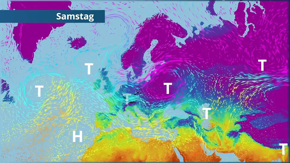 Hinter Elli breitet sich die Kälte erneut aus Der Strömungsfilm für Europa für 5 Tage