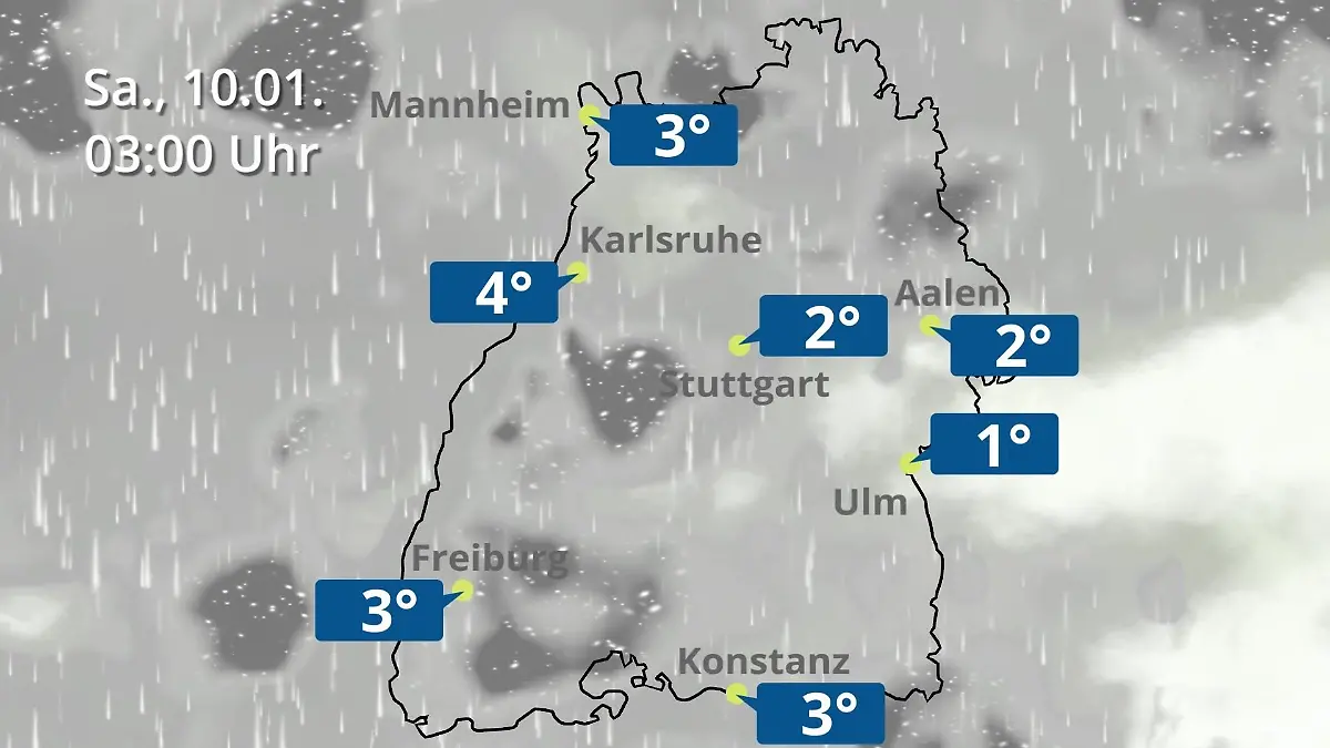 Baden-Württemberg: Wie wird das Wetter? Regen- und Wolkenfilm für Stuttgart, Mannheim und Karlsruhe