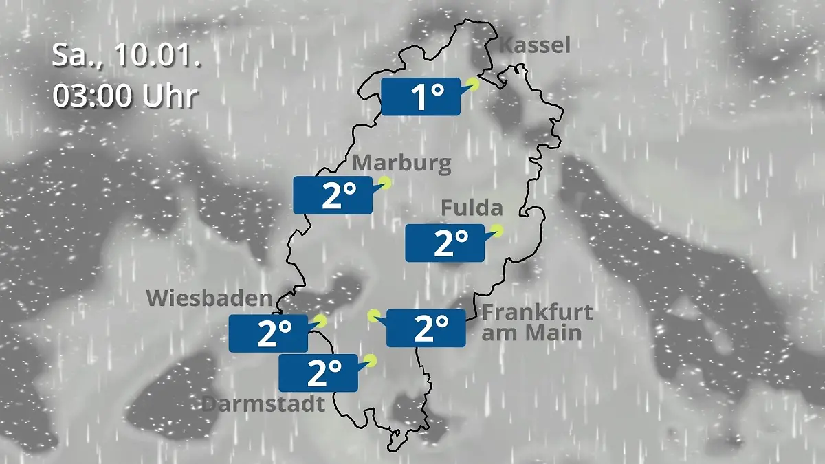 Hessen: Wie wird das Wetter? Regen- und Wolkenfilm für Frankfurt am Main und Wiesbaden