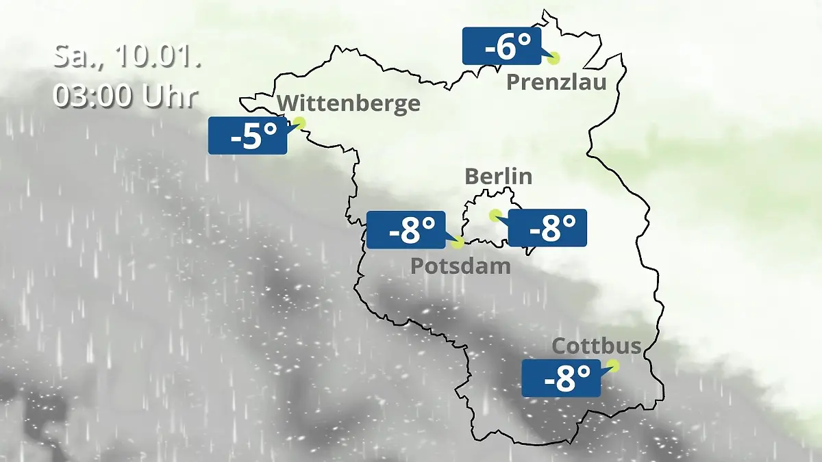 Berlin und Brandenburg: Wie wird das Wetter? Regen- und Wolkenfilm für Potsdam, Cottbus und Wittenberge