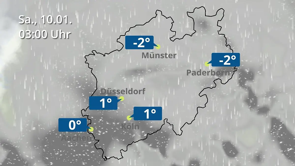 Nordrhein-Westfalen: Wie wird das Wetter? Regen- und Wolkenfilm für Köln, Düsseldorf und Münster
