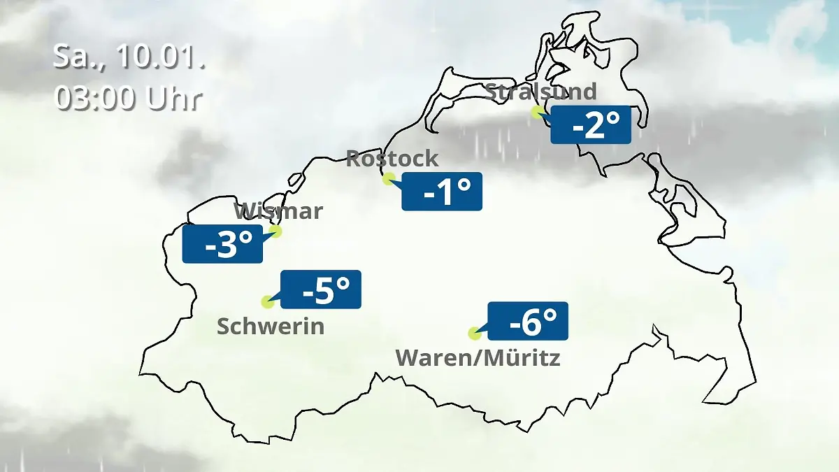 Mecklenburg-Vorpommern: Wie wird das Wetter? Regen- und Wolkenfilm für Rostock, Rügen und die Ostseeküste