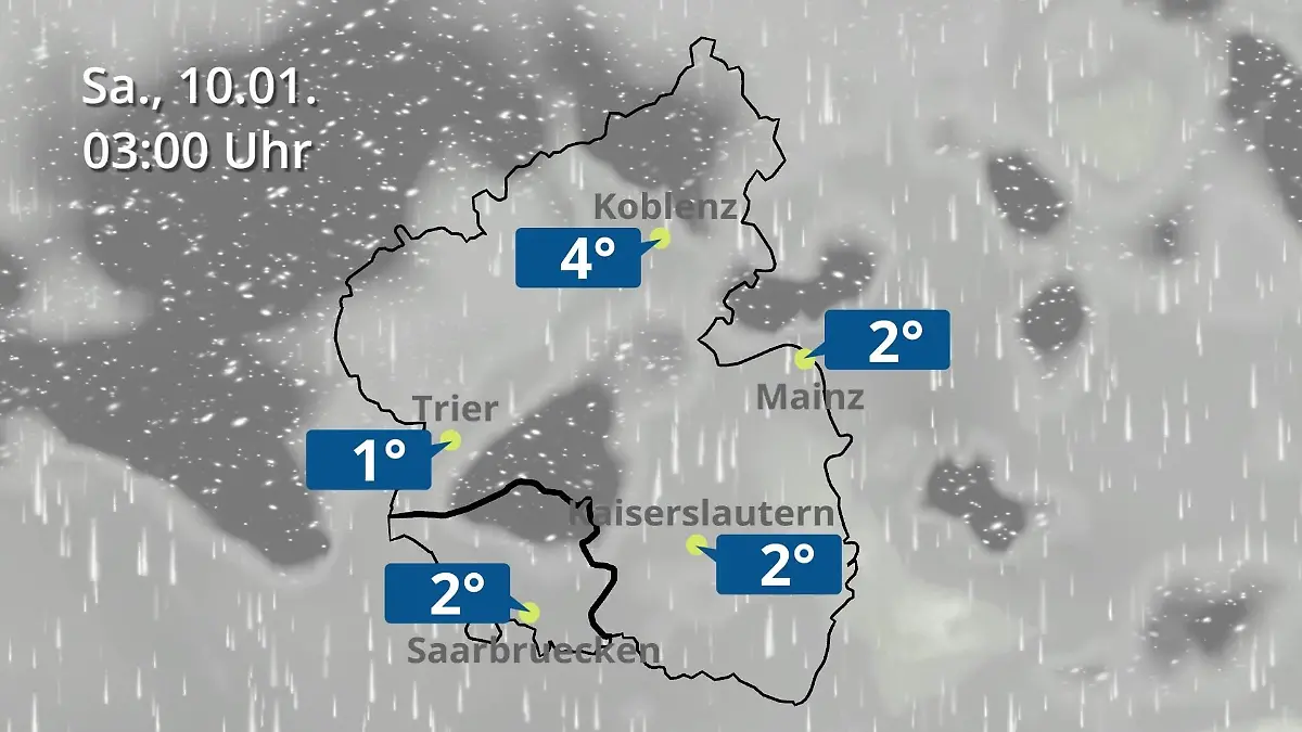 Rheinland-Pfalz, Saarland: Wie wird das Wetter? Regen- und Wolkenfilm für Mainz, Koblenz und Trier
