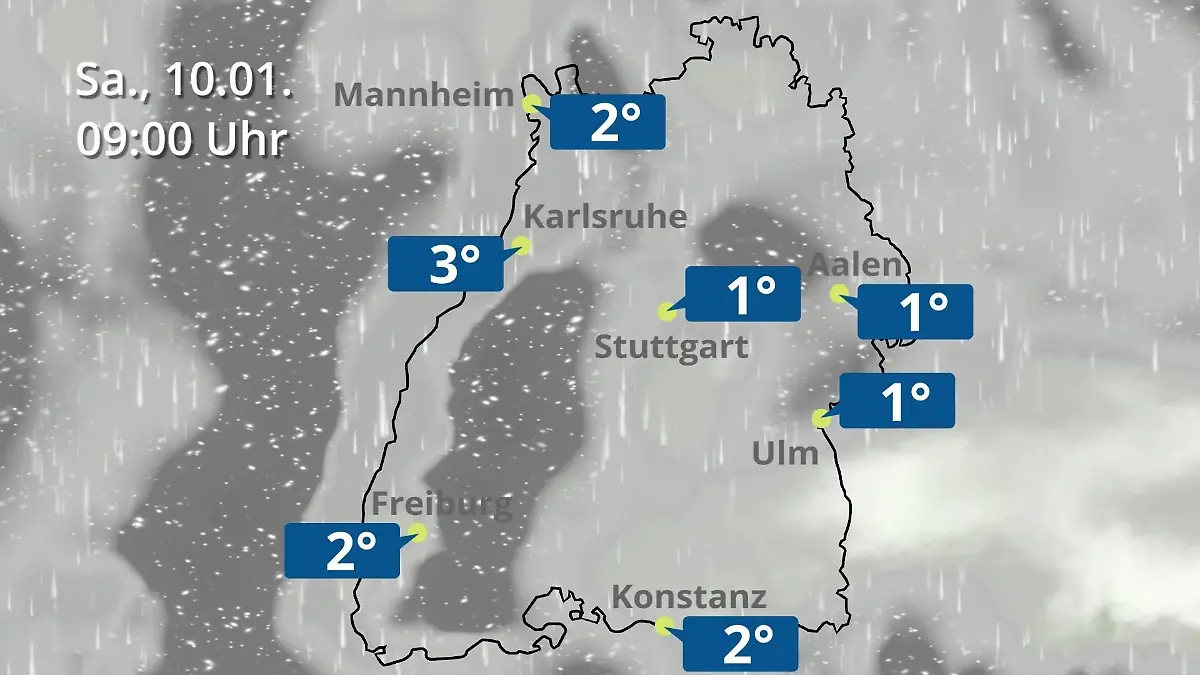 Baden-Württemberg: Wie wird das Wetter? Regen- und Wolkenfilm für Stuttgart, Mannheim und Karlsruhe