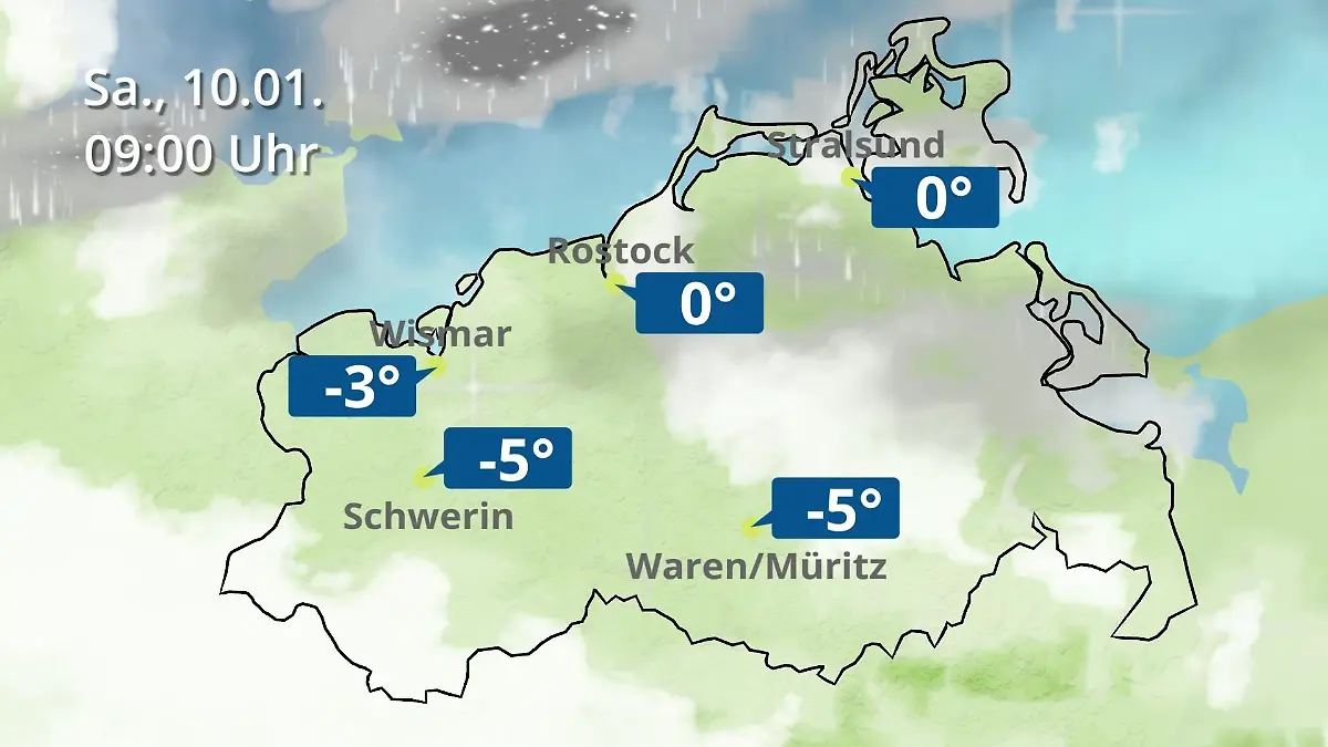 Mecklenburg-Vorpommern: Wie wird das Wetter? Regen- und Wolkenfilm für Rostock, Rügen und die Ostseeküste