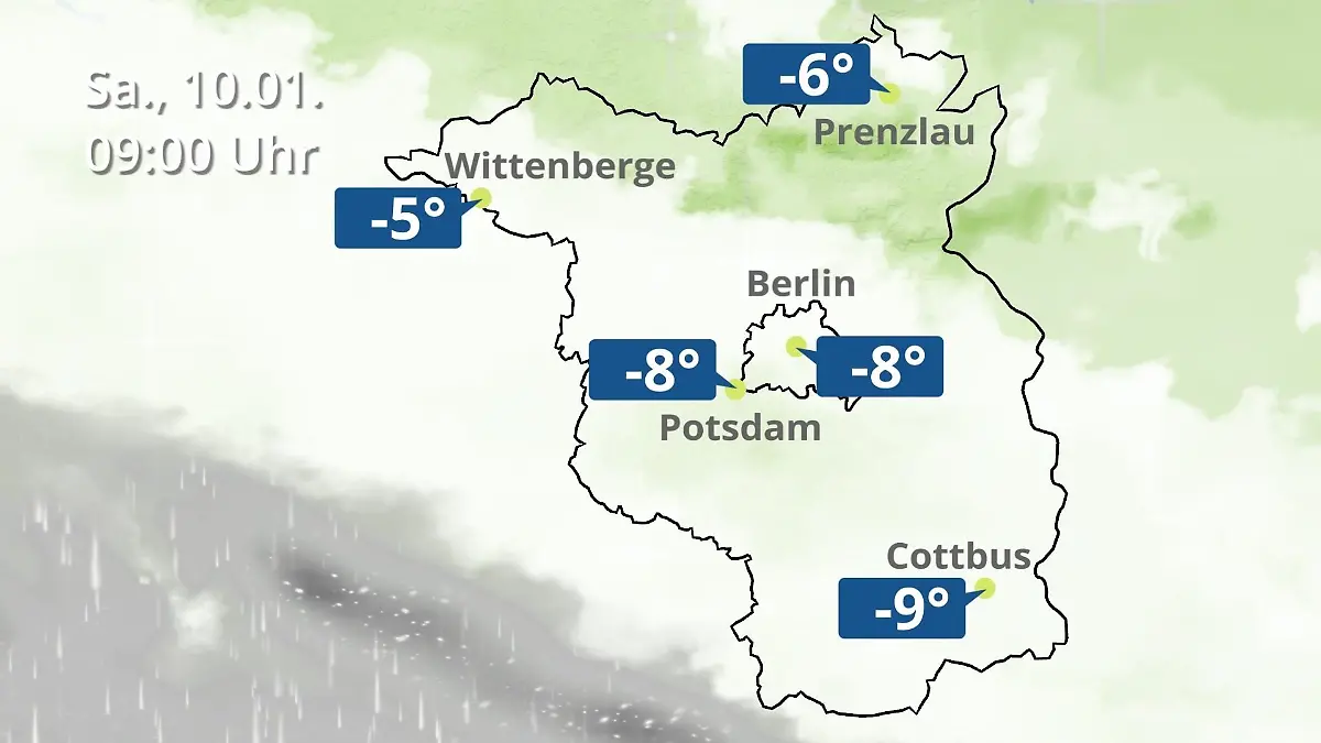 Berlin und Brandenburg: Wie wird das Wetter? Regen- und Wolkenfilm für Potsdam, Cottbus und Wittenberge