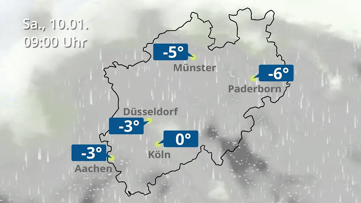 Nordrhein-Westfalen: Wie wird das Wetter? Regen- und Wolkenfilm für Köln, Düsseldorf und Münster