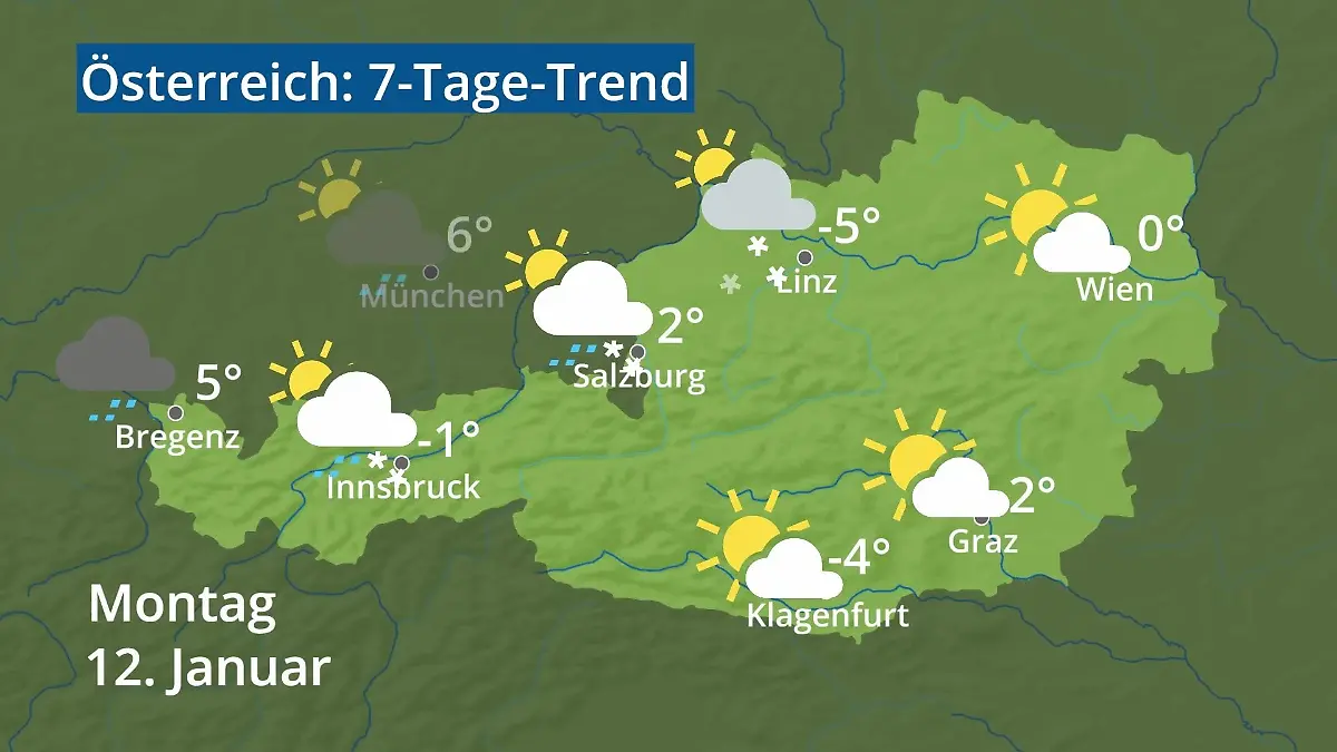 Österreich: Wie wird das Wetter? Video 7-Tage-Trend: Wien, Salzburg, Innsbruck