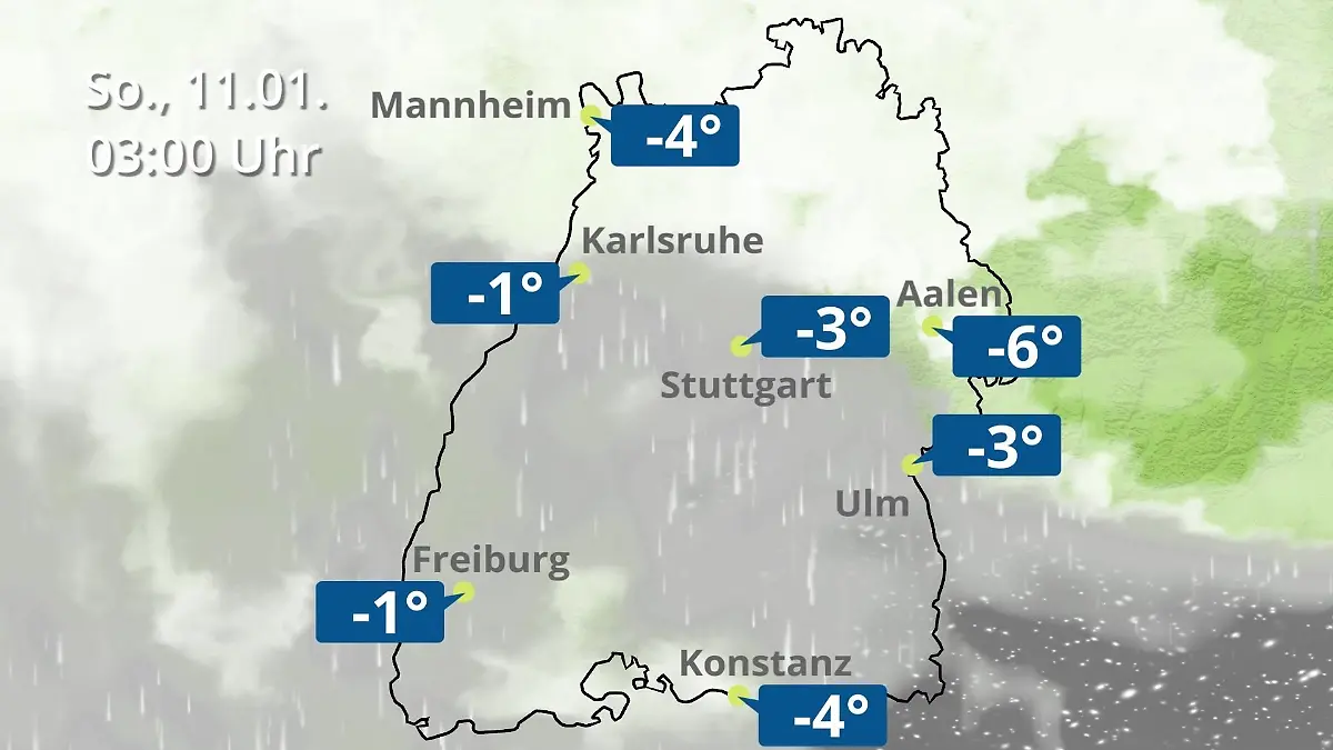 Baden-Württemberg: Wie wird das Wetter? Regen- und Wolkenfilm für Stuttgart, Mannheim und Karlsruhe