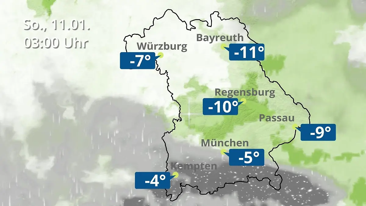 Bayern: Wie wird das Wetter? Regen- und Wolkenfilm für München, Regensburg und Würzburg