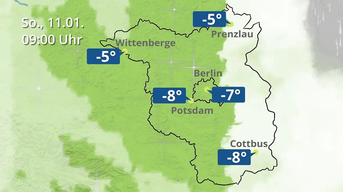 Berlin und Brandenburg: Wie wird das Wetter? Regen- und Wolkenfilm für Potsdam, Cottbus und Wittenberge