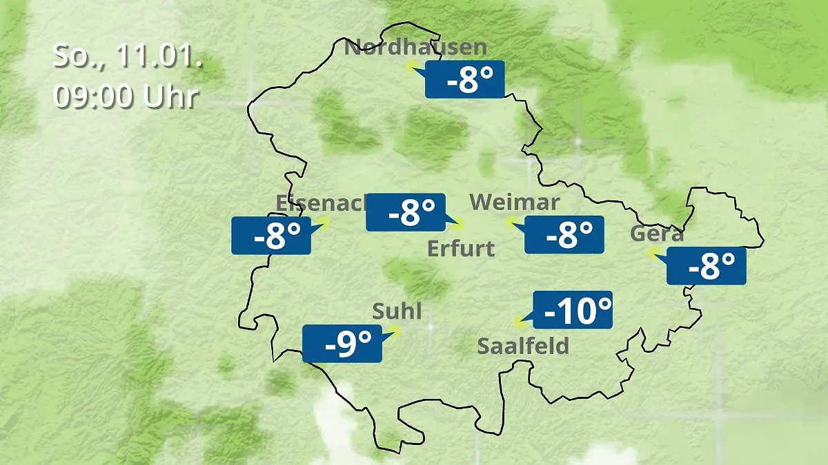 Thüringen: Wie wird das Wetter? Regen- und Wolkenfilm für Erfurt, Gera und Eisenach