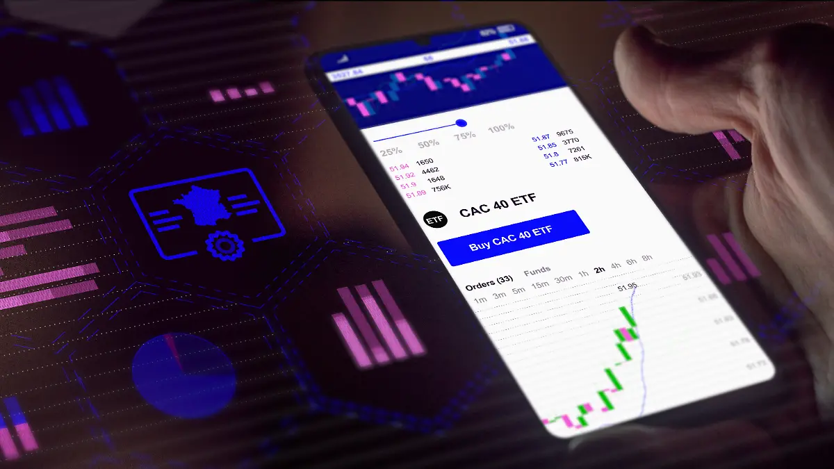 Kauf eines ETFs am Handy abgebildet