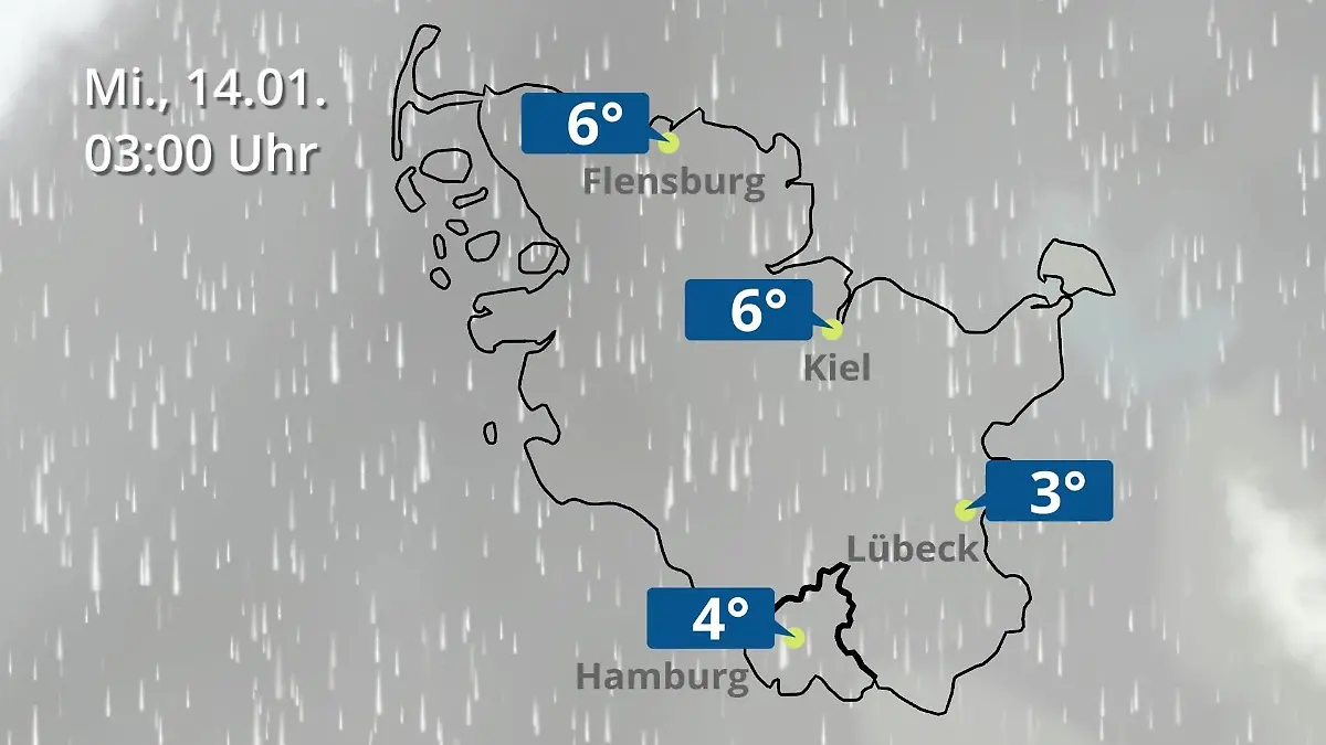 Hamburg, Schleswig-Holstein: Wie wird das Wetter? Regen- und Wolkenfilm für die Nordsee- und Ostseeküste