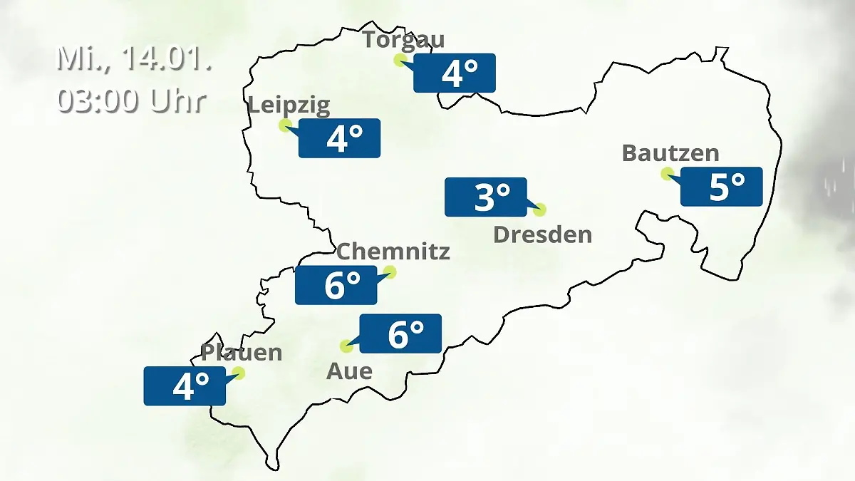 Sachsen: Wie wird das Wetter? Regen- und Wolkenfilm für Chemnitz, Dresden und Leipzig