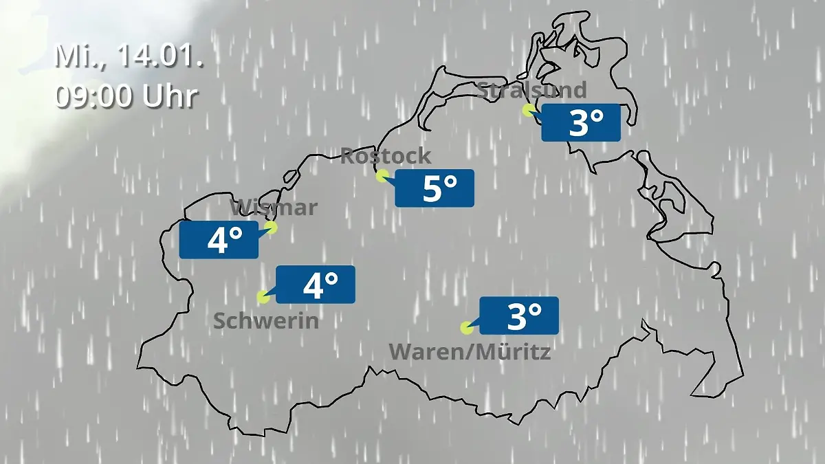 Mecklenburg-Vorpommern: Wie wird das Wetter? Regen- und Wolkenfilm für Rostock, Rügen und die Ostseeküste