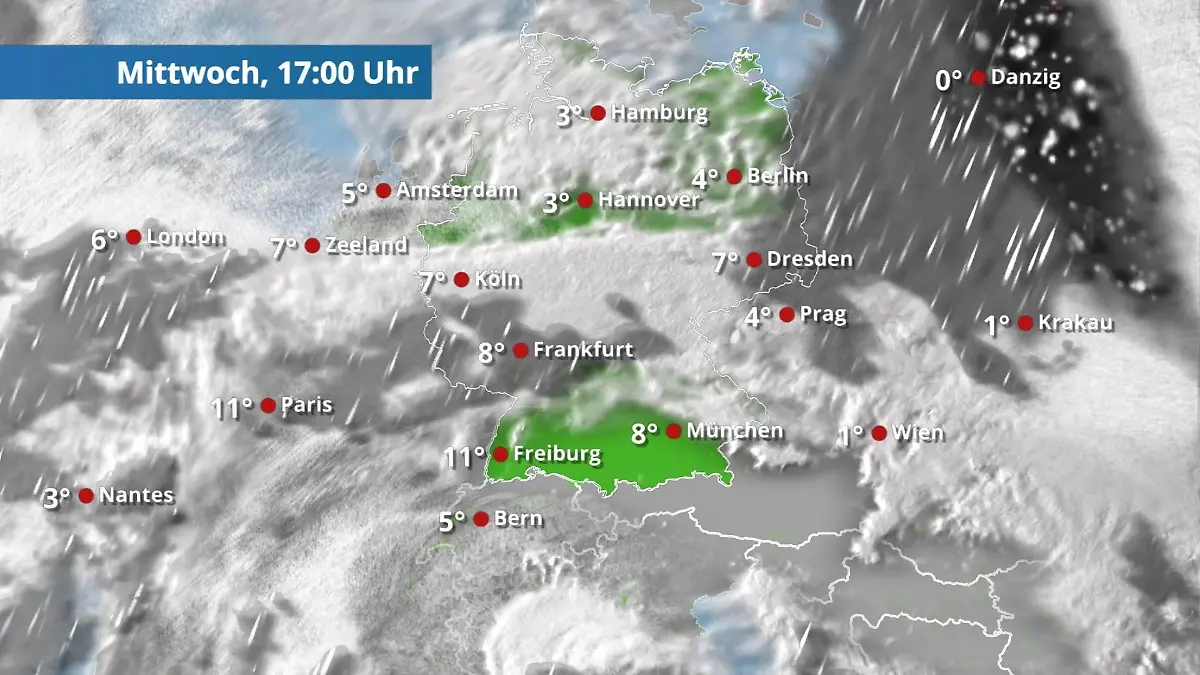 Prognose vom 14. Januar Der Regen- und Wolkenfilm für 48 Stunden