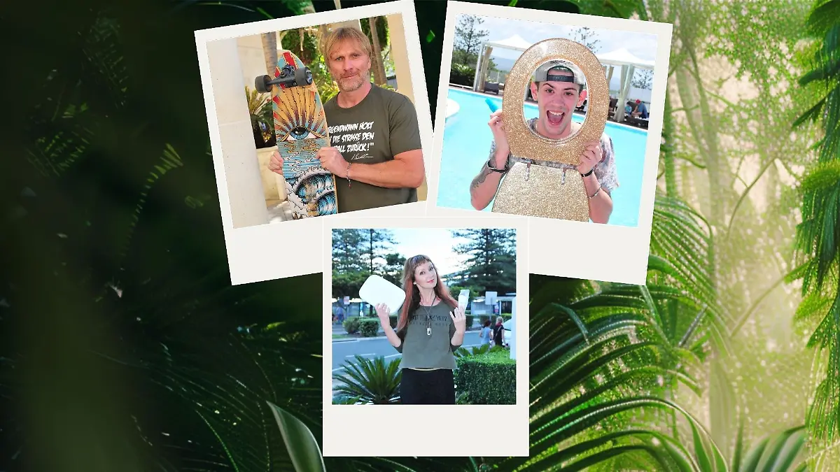 Ansgar Brinkmann, Hanka Rackwitz und Daniele Negroni hatten kuriose Luxusartikel mit im Dschungel.