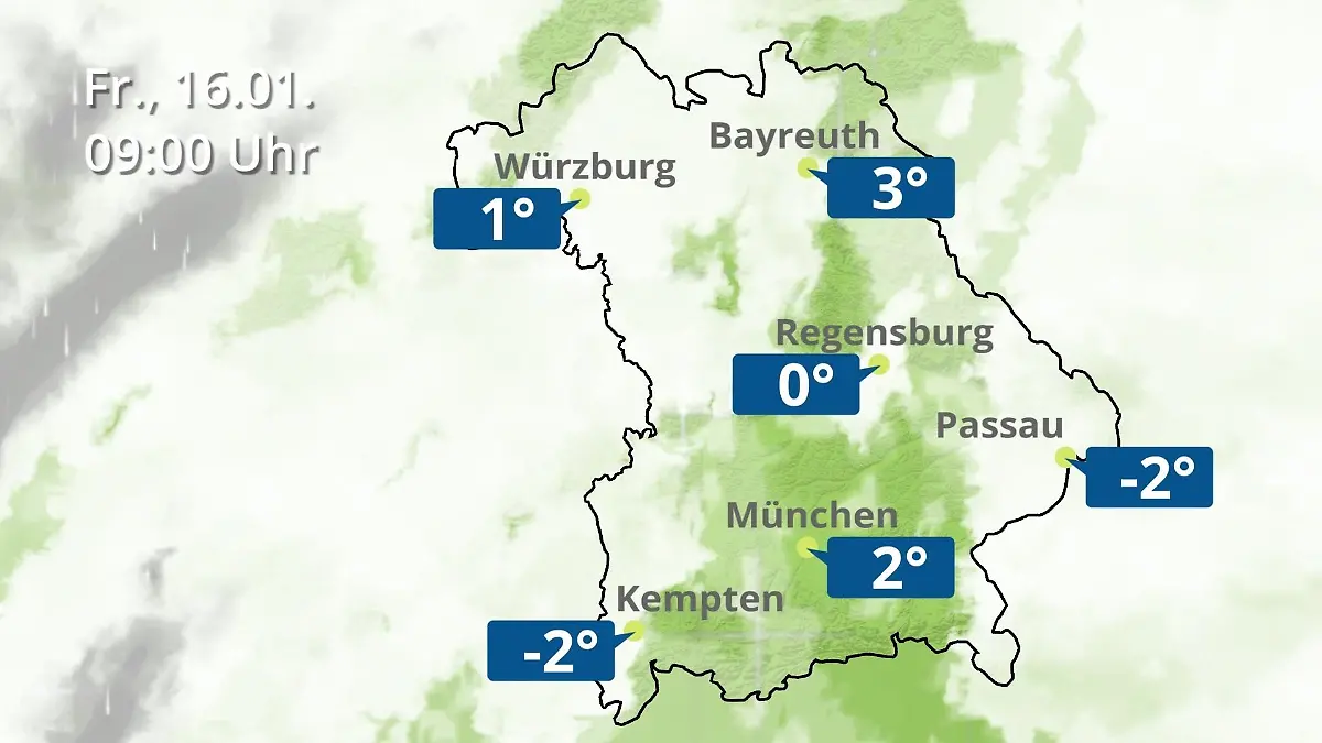 Bayern: Wie wird das Wetter? Regen- und Wolkenfilm für München, Regensburg und Würzburg