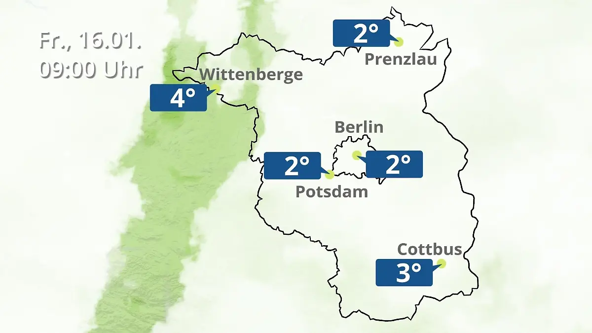 Berlin und Brandenburg: Wie wird das Wetter? Regen- und Wolkenfilm für Potsdam, Cottbus und Wittenberge