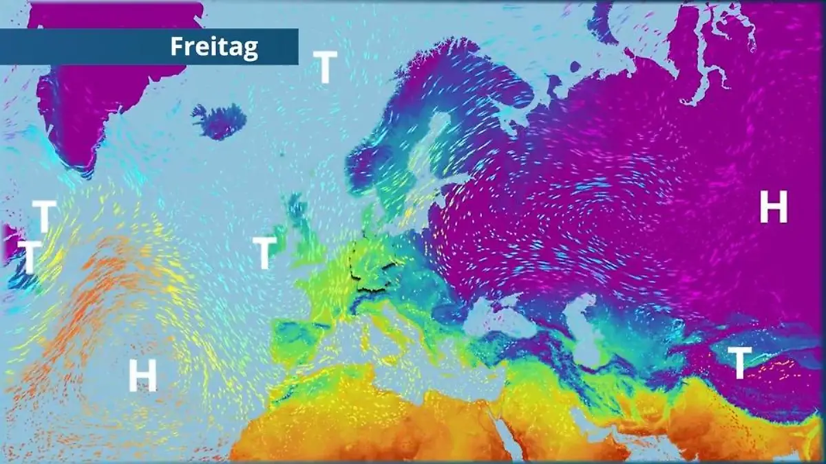 Sonnige Kälte - Hoch Christian zieht von Osten heran Der Strömungsfilm für Europa für 5 Tage