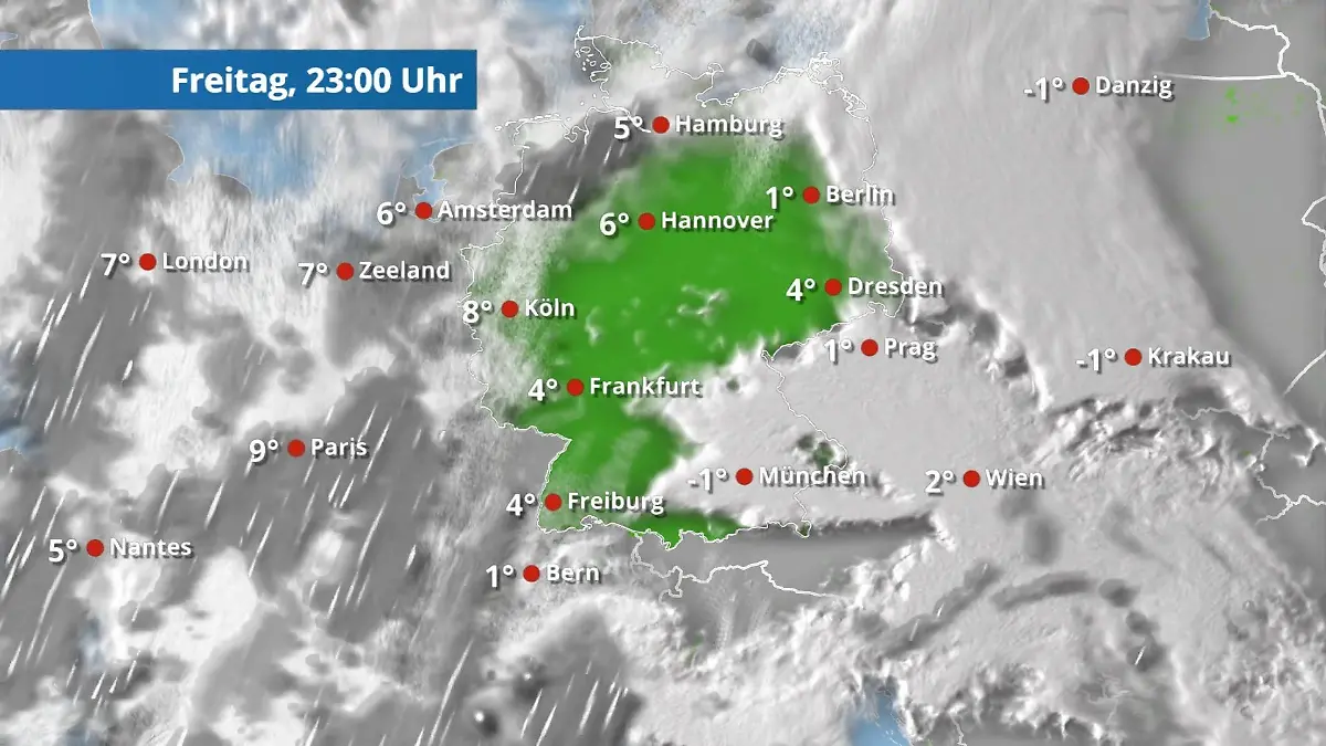 Nur noch im Nordwesten letzte Tropfen Der Regen- und Wolkenfilm für 48 Stunden