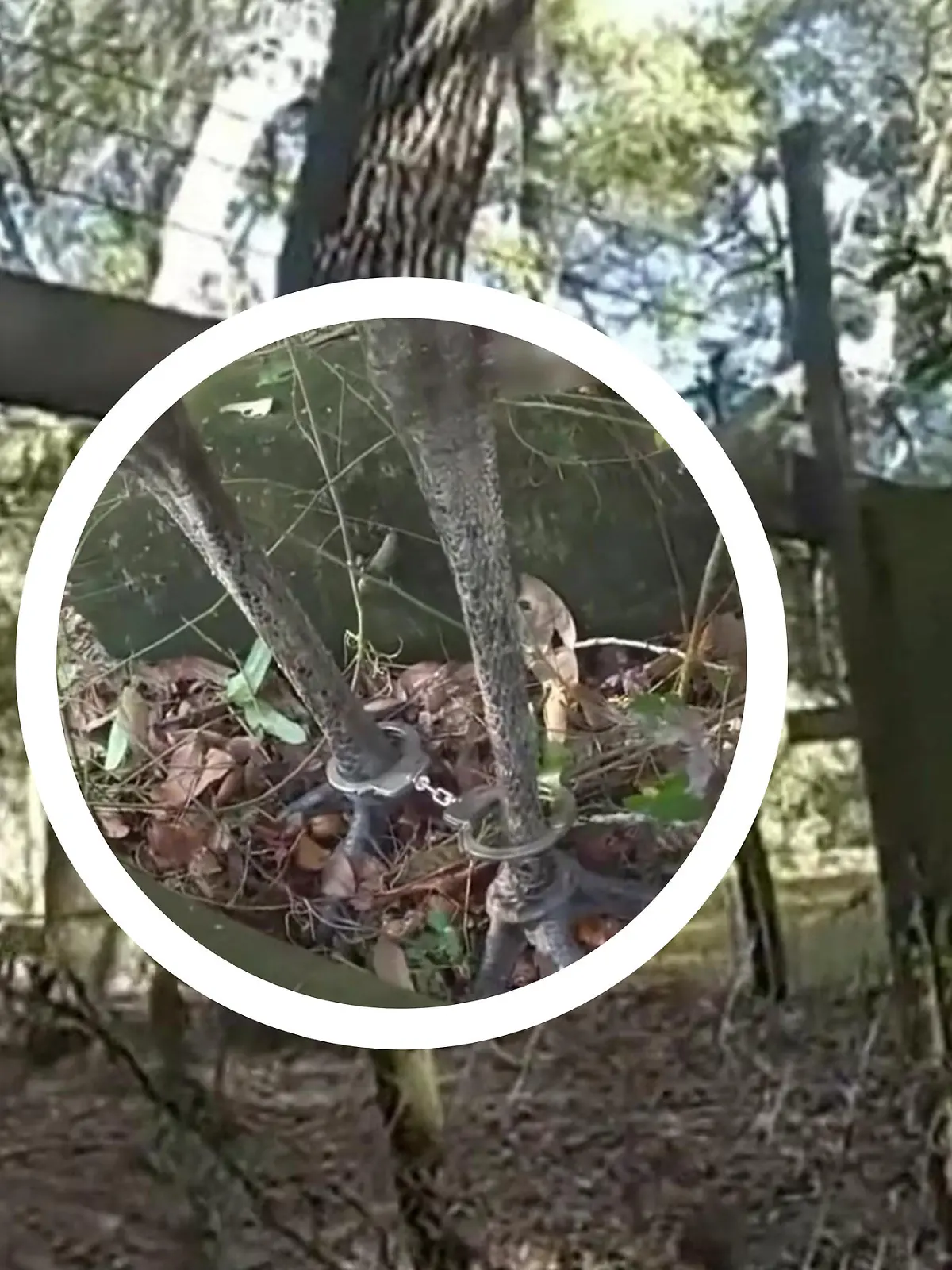 Polizist legt entflohenem Emu Handschellen an.
