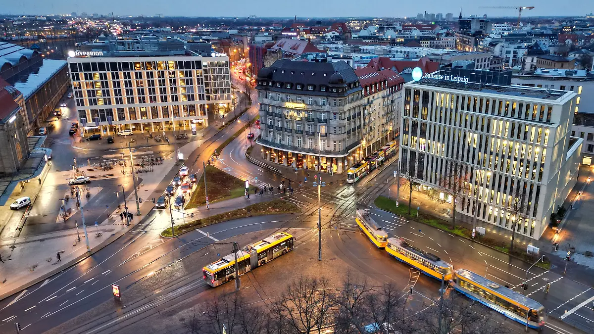 Leipzig am Morgen - Willy-Brandt-Platz
