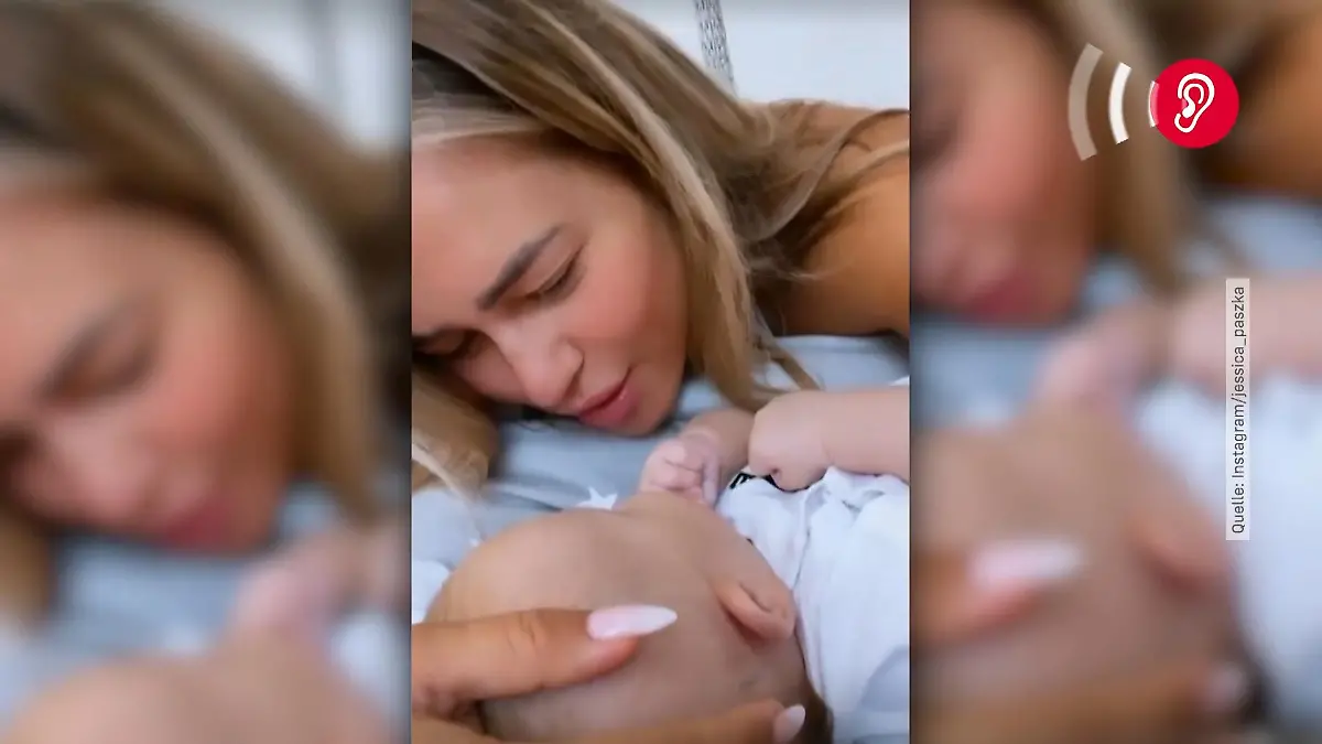 Jessica Paszka und Baby Hailey-Su "unterhalten" sich Süßer Mutter-Tochter-Moment