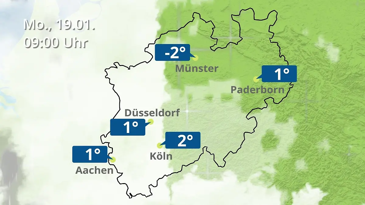Nordrhein-Westfalen: Wie wird das Wetter? Regen- und Wolkenfilm für Köln, Düsseldorf und Münster