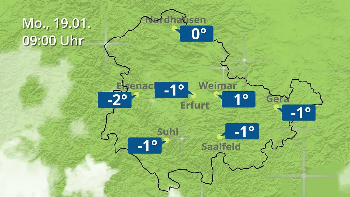 Thüringen: Wie wird das Wetter? Regen- und Wolkenfilm für Erfurt, Gera und Eisenach