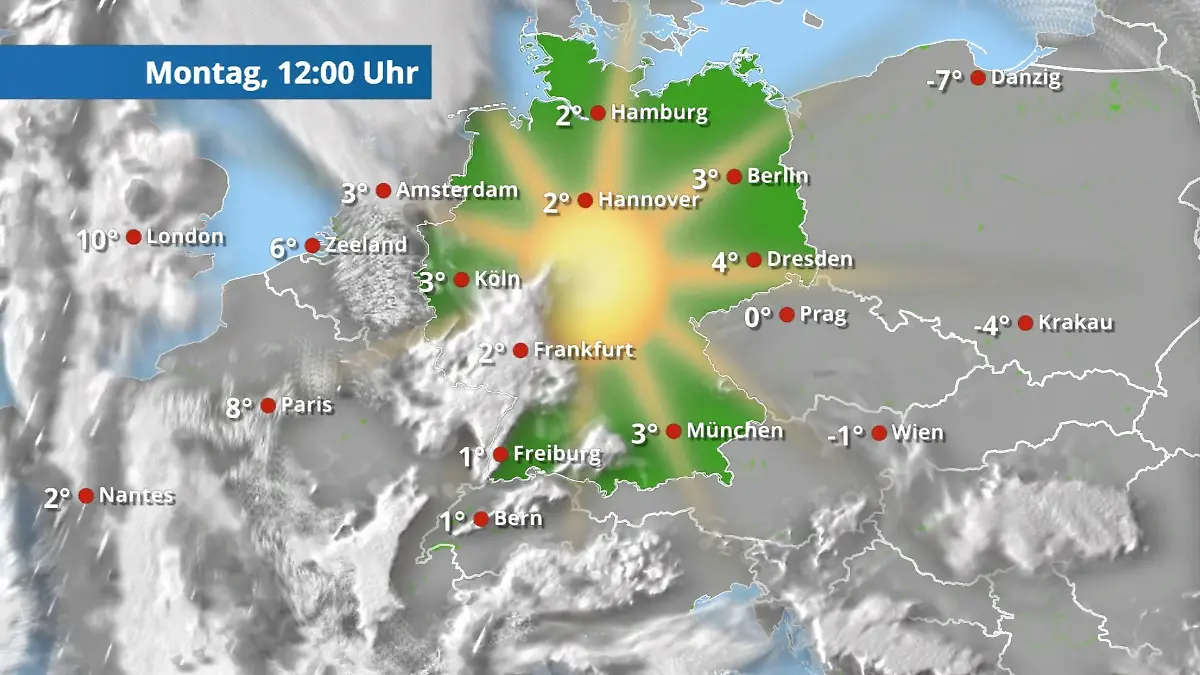 Viel Sonne, nur im Südwesten teils trüb Der Regen- und Wolkenfilm für 48 Stunden