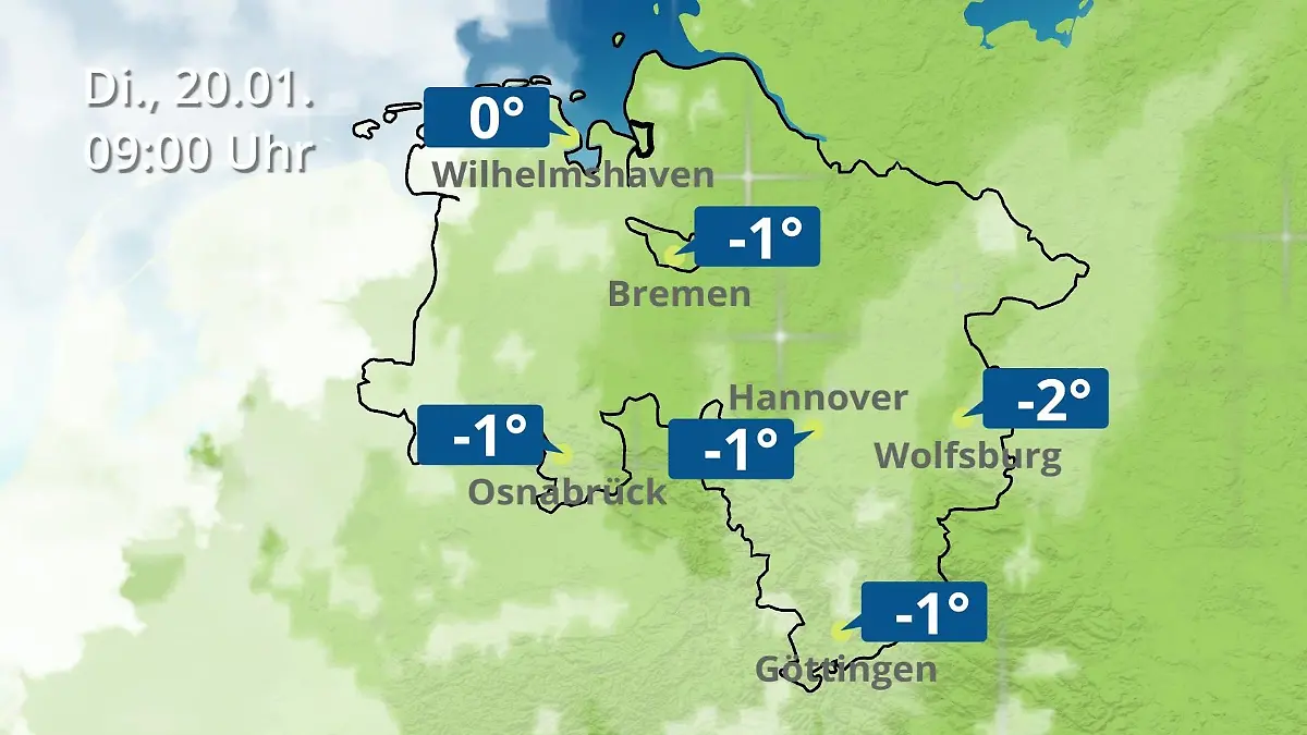 Bremen und Niedersachsen: Wie wird das Wetter? Regen- und Wolkenfilm für Hannover, Osnabrück und Wolfsburg