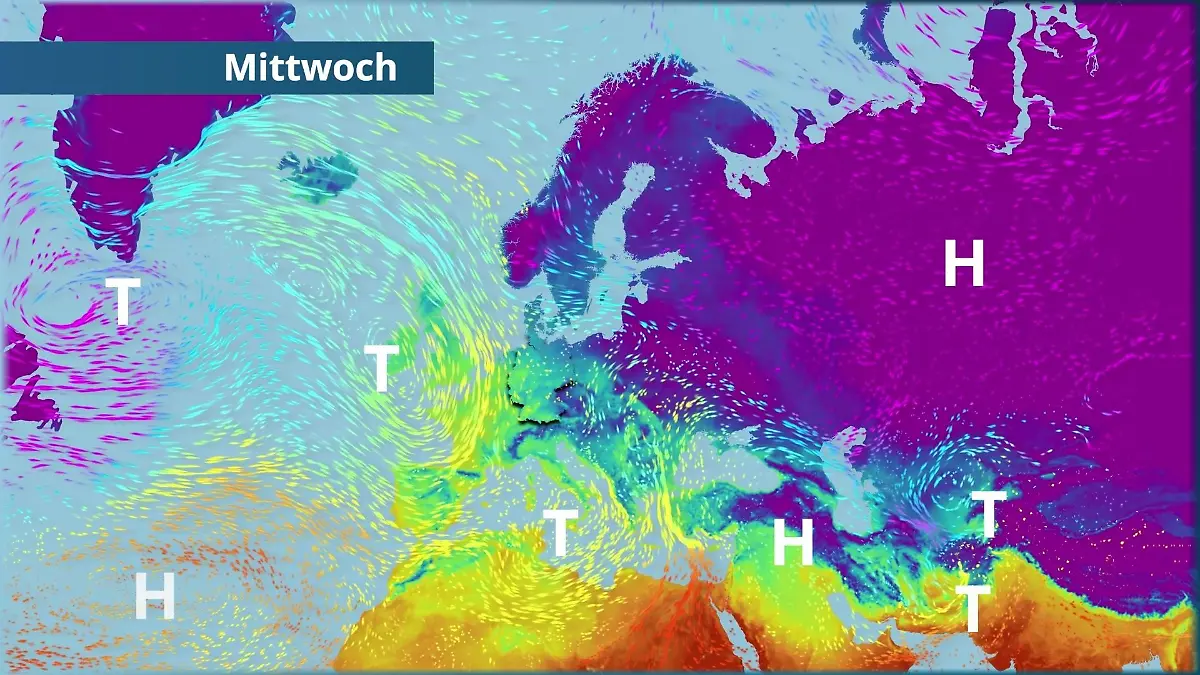 Kalte Luft gewinnt die Oberhand Der Strömungsfilm für Europa für 5 Tage