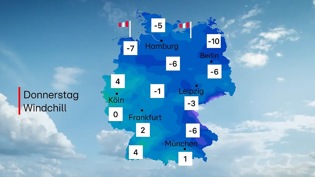 Windchill am Donnerstag, 22. Januar 2026