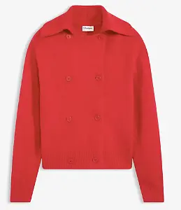 Rote Grobstrickjacke