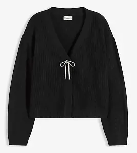 Kurze Strickjacke mit Schleife