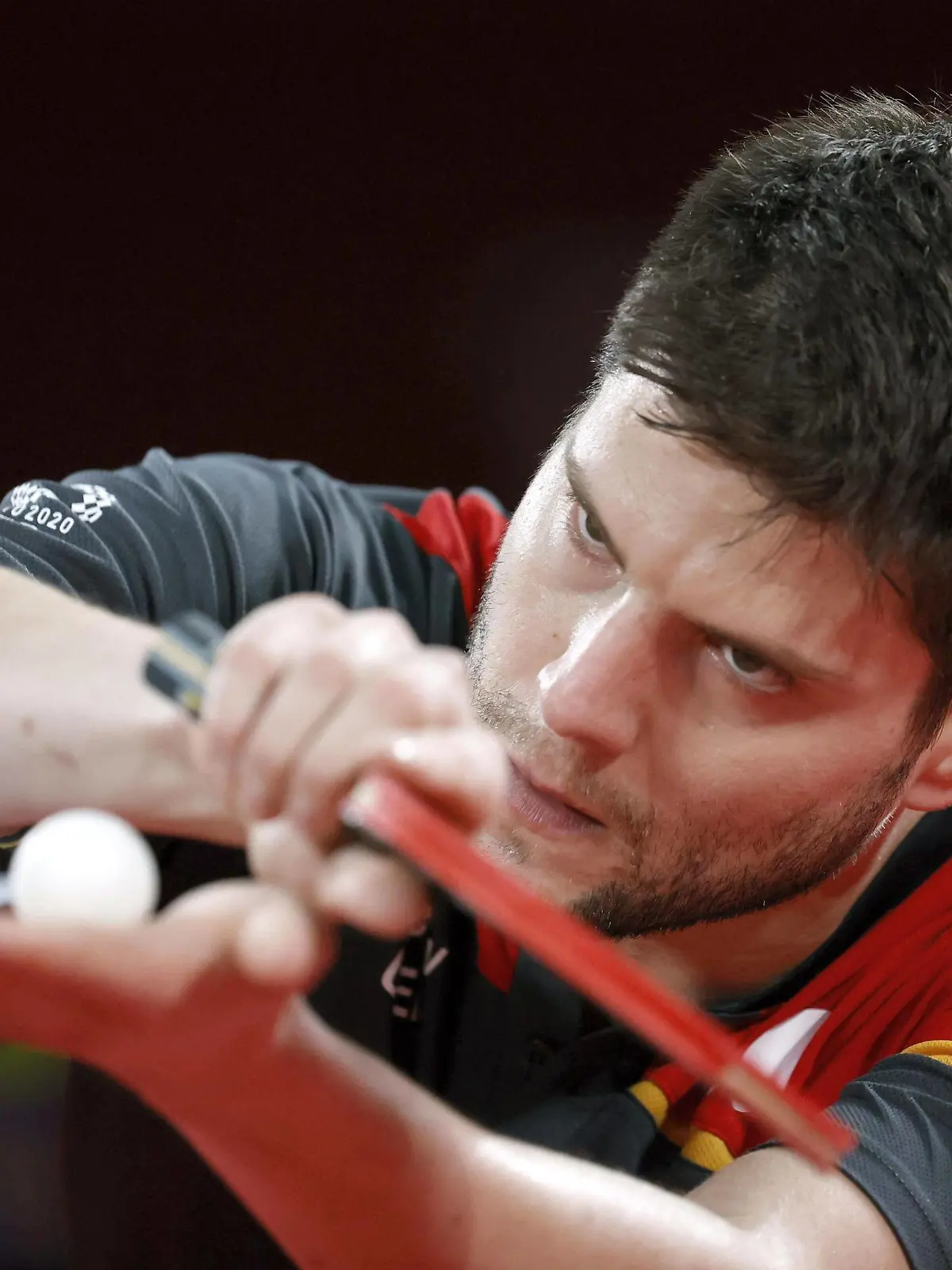  Tokyo Olympics: Table tennis, Tischtennis Germany s Dimitrij Ovtcharov serves during his semifinal match of the Tokyo Olympic men s table tennis singles tournament against China s Ma Long on July 29, 2021, at Tokyo Metropolitan Gymnasium. PUBLICATIONxINxGERxSUIxAUTxHUNxONLY A14AA0000755036P