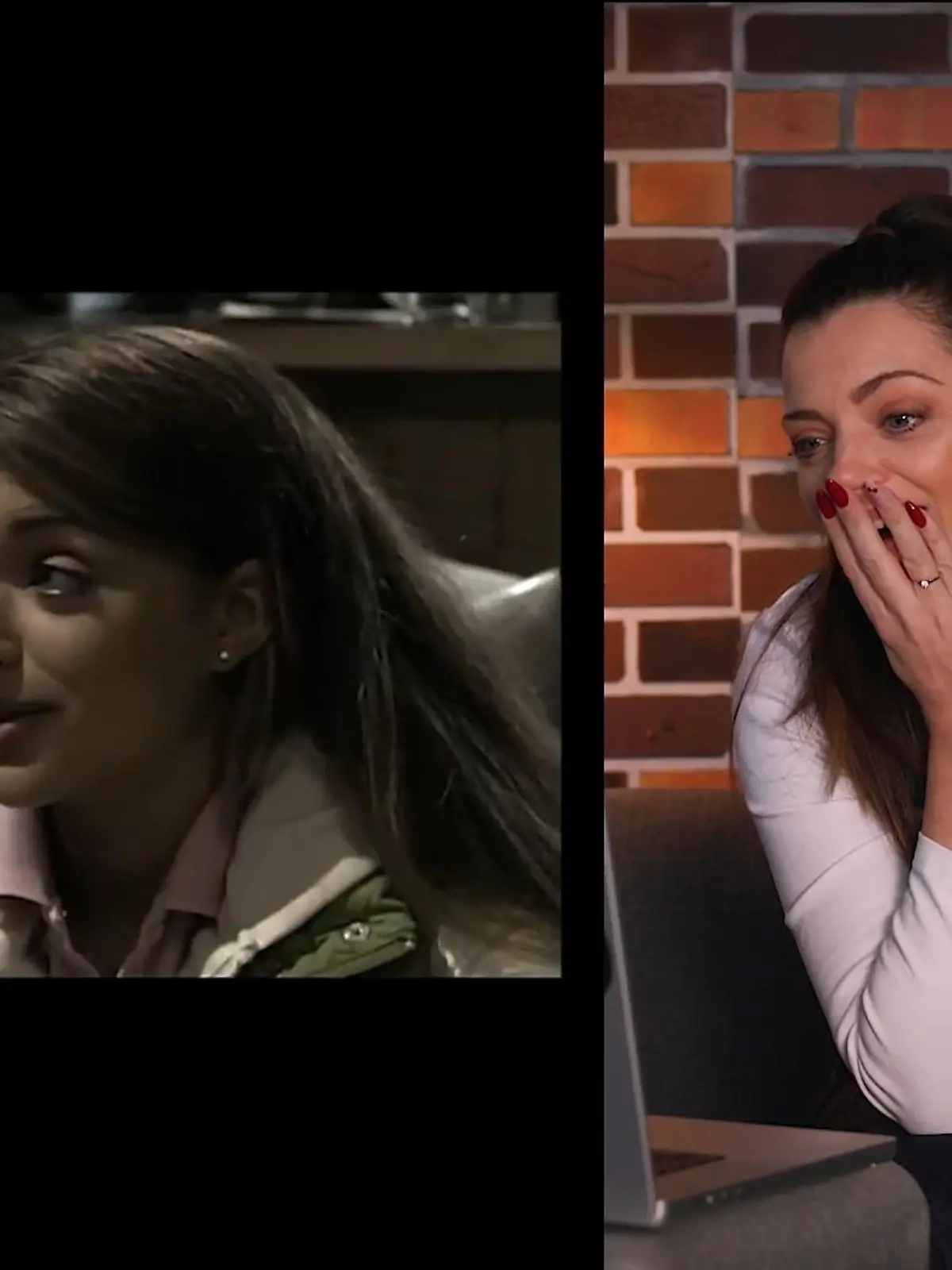 Bild zu: "Anne Menden schaut sich ihre erste Szene an"