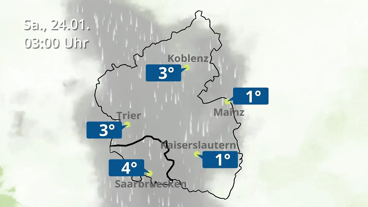 Rheinland-Pfalz, Saarland: Wie wird das Wetter? Regen- und Wolkenfilm für Mainz, Koblenz und Trier