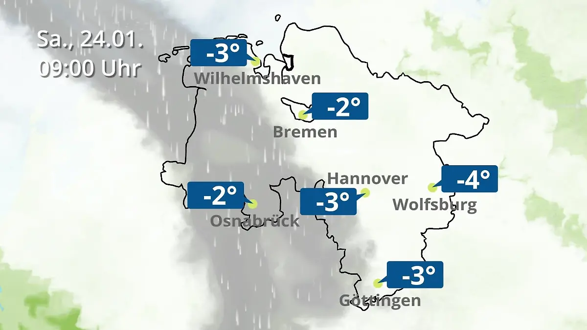 Bremen und Niedersachsen: Wie wird das Wetter? Regen- und Wolkenfilm für Hannover, Osnabrück und Wolfsburg