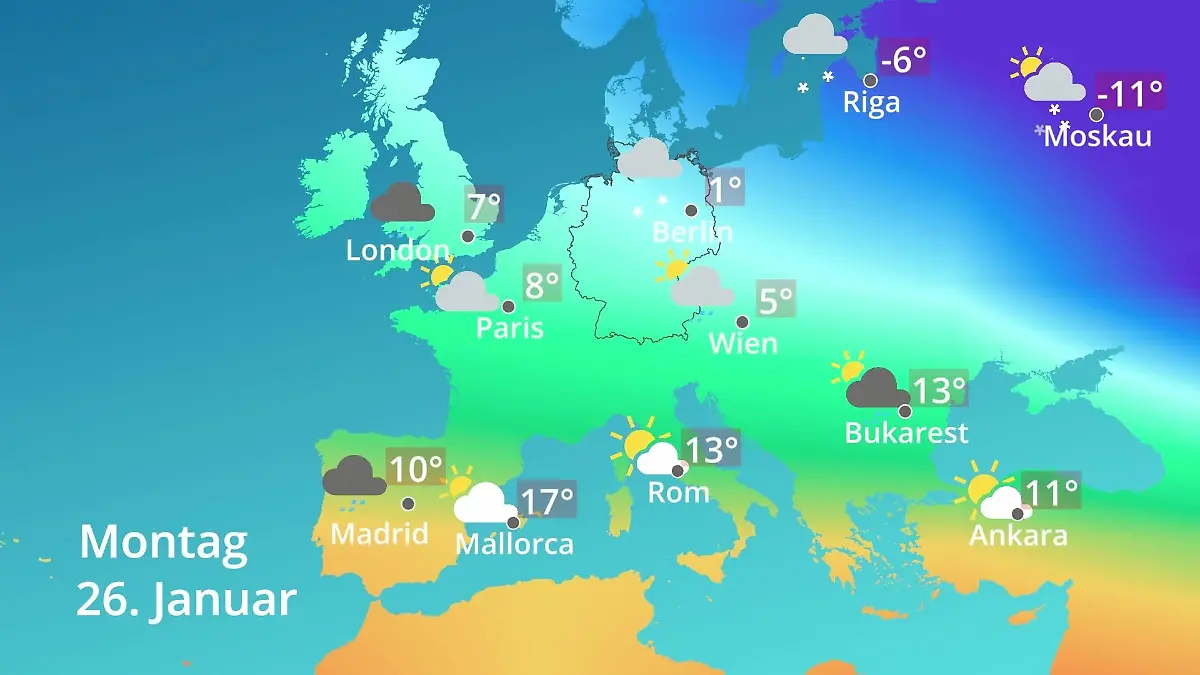 Europa: Wie wird das Wetter? Prognose: Temperaturen von Spanien bis zur Türkei