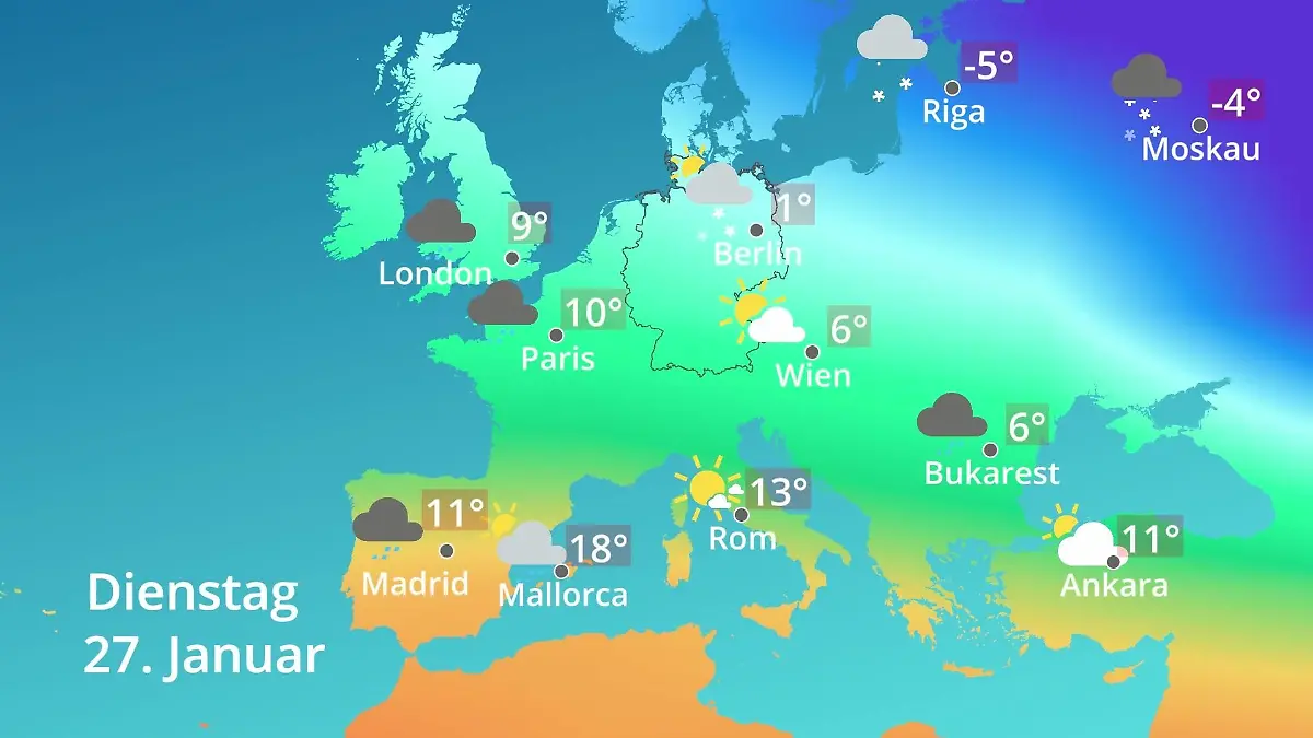 Europa: Wie wird das Wetter? Prognose: Temperaturen von Spanien bis zur Türkei
