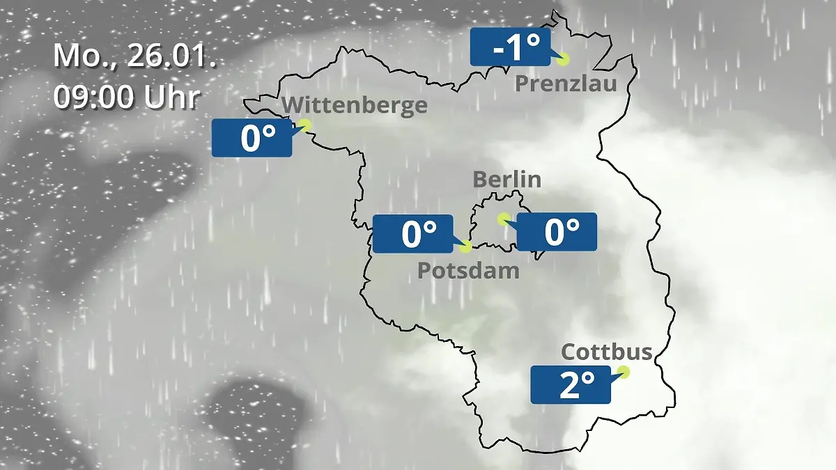 Berlin und Brandenburg: Wie wird das Wetter? Regen- und Wolkenfilm für Potsdam, Cottbus und Wittenberge