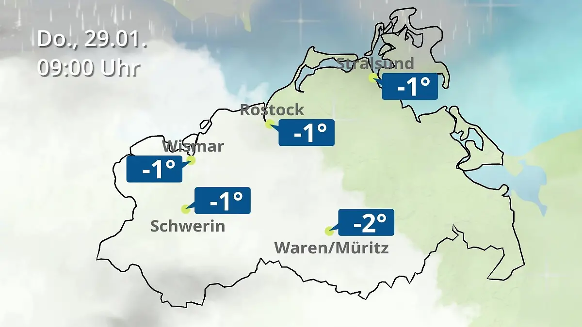 Mecklenburg-Vorpommern: Wie wird das Wetter? Regen- und Wolkenfilm für Rostock, Rügen und die Ostseeküste