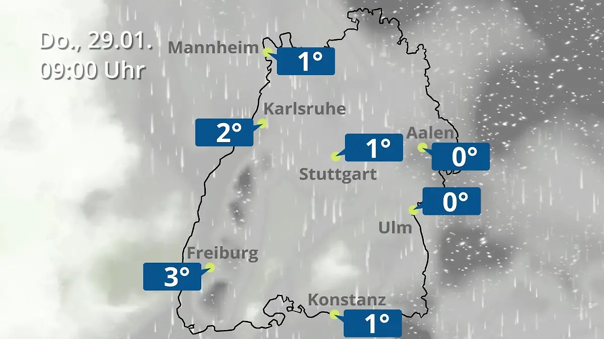 Baden-Württemberg: Wie wird das Wetter? Regen- und Wolkenfilm für Stuttgart, Mannheim und Karlsruhe